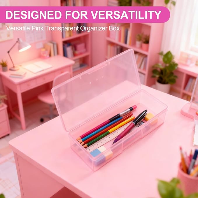 Suseniii Plastic Nail Storage Manicure Tool Box, 4PCS Storage Personal Box Nail Implement Storage Box Organizer Case Box for Nail Art Pedicure Supply (Pink-4pcs, Large)