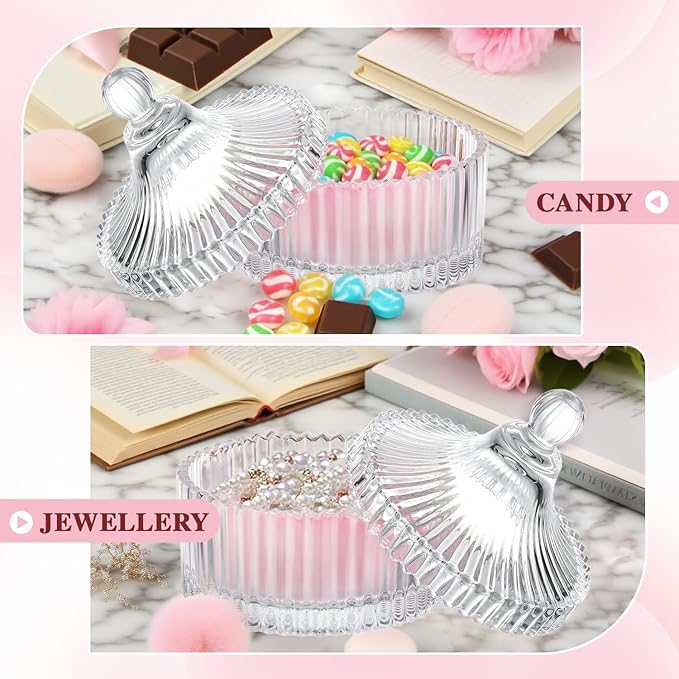 HUGOMOVA 5 Pcs Extra Large Body Powder Puff and Container Set – 5.43" Oversize Crystal Powder Container | 3.54" Ultra-Soft Velour Puff, Washable & Reusable, Ideal for Face (Clear)