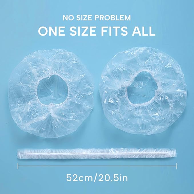 YIZIJIZI 30PCS Disposable Shower Caps, Large Thick Clear Waterproof Shower Cap for Women, large Size 20.5", Home Use, Spa, Hotel and Hair Salon, Clear Shower Caps for Travel