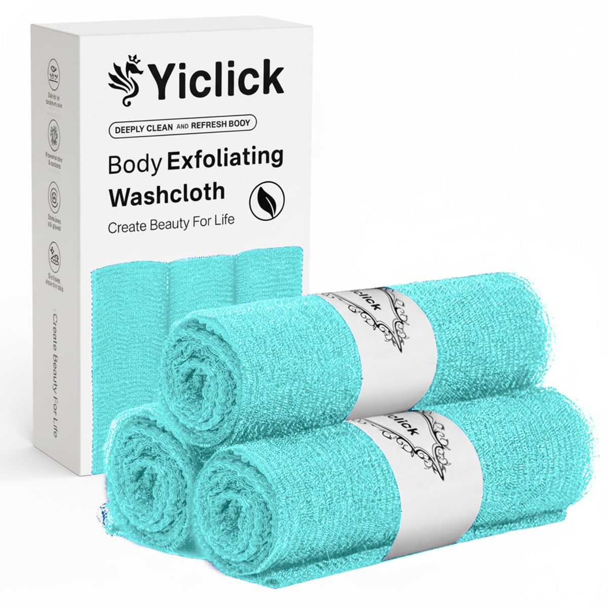 Yiclick Exfoliating Washcloth Towel, Japanese Exfoliating Wash Cloth, Korean Body Scrubber Exfoliator, Back Scrubber Washer for Shower Bath, Body Scrub African Net Sponge Loofah Luffa (Pink)