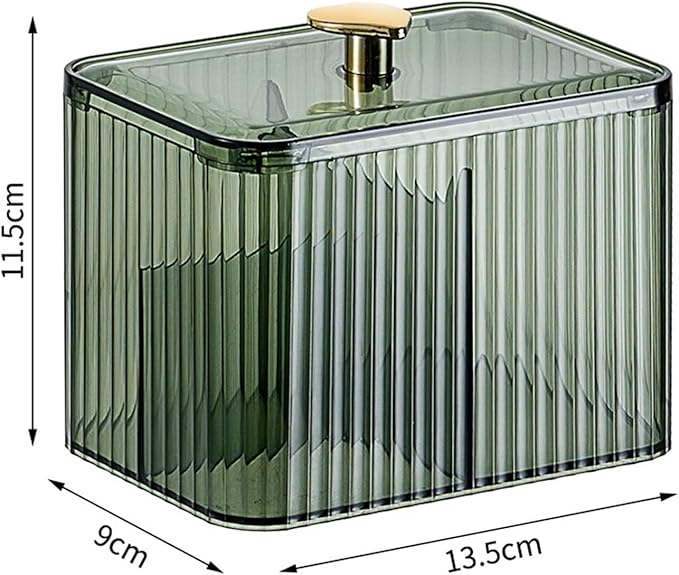 WIWIUXY Qtips Holder Bathroom Container,3-Section Cotton Ball/Swabs Dispenser,3 Grids Apothecary Jar Organizer, Cosmetics Storage for Vanity