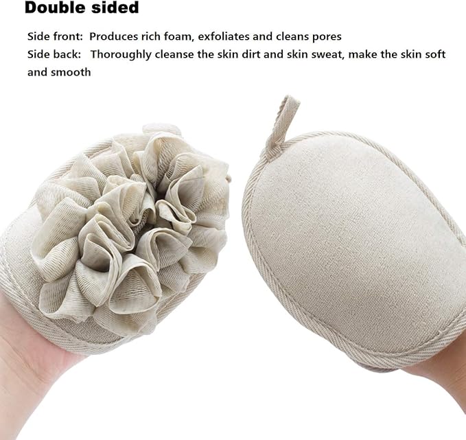 Amariver 3 Pack Body Sponge Brushes Pouf Mesh Brush Shower Glove with Flower Bath Ball