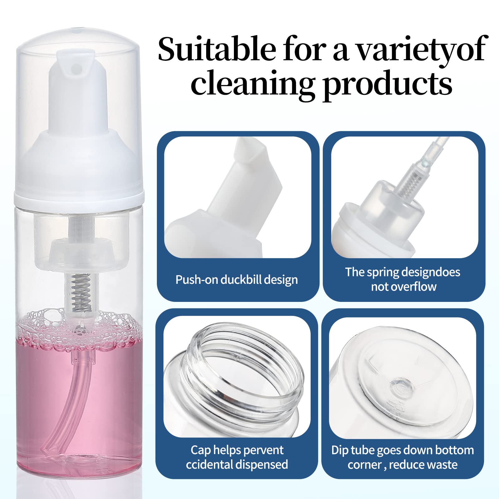 GliSun 36 Pcs Foam Pump Bottle 2oz Empty Refillable Mini Dispenser