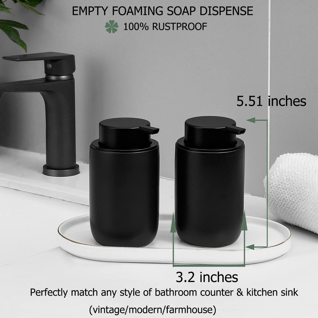 Foaming Soap Dispenser, Thick Ceramic Pump Bottles, Black