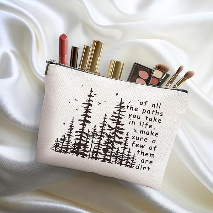 DHKG 2pcs Camping Gifts for Women Makeup Bag, Travel Essential Cosmetic Bag Camping Essentials Inspirational Gifts for Women Female Girls Sister BFF Nature Lover, Glamping Toiletry Bags