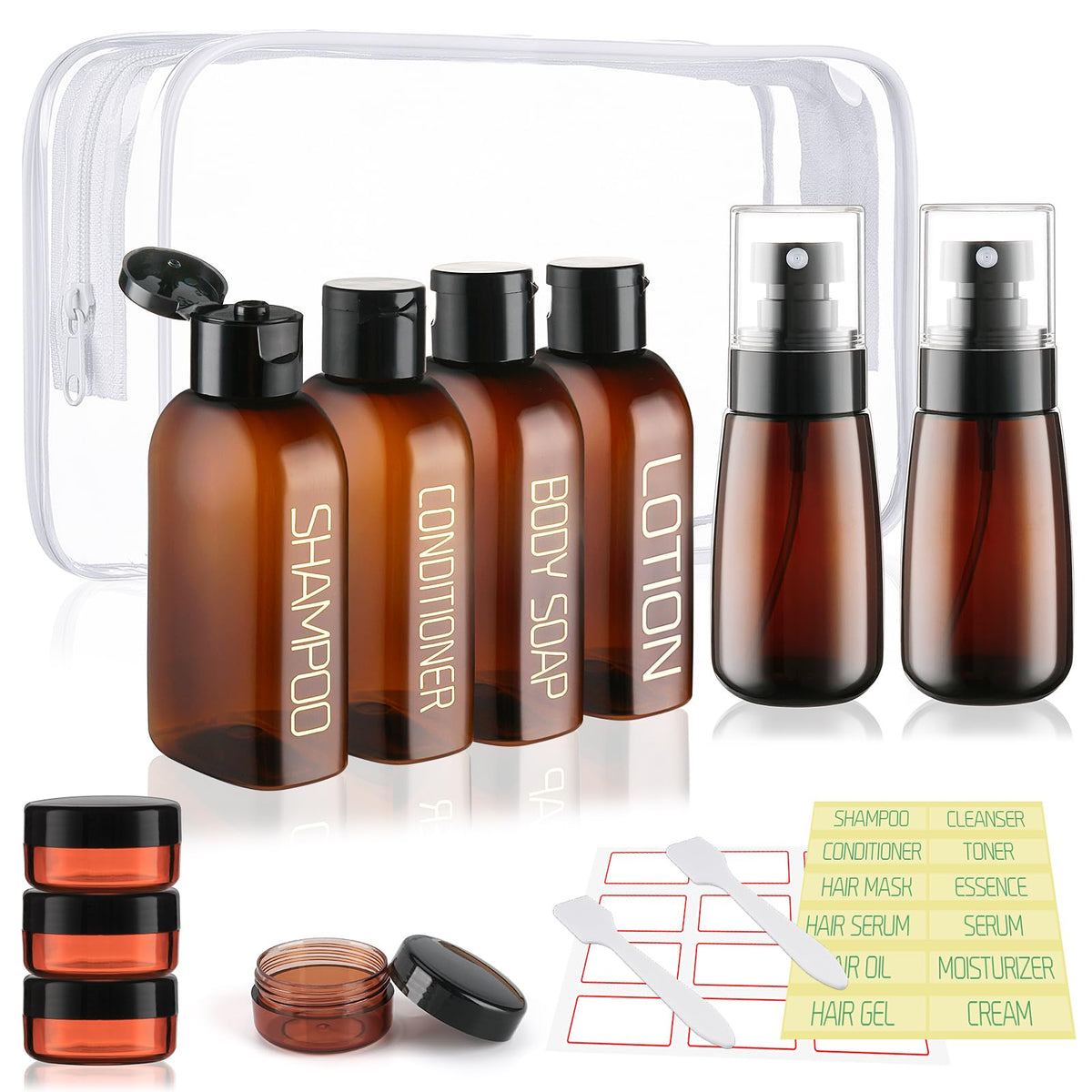 Cosywell 9PCS Leakproof 3.4oz Travel Bottles for Toiletries