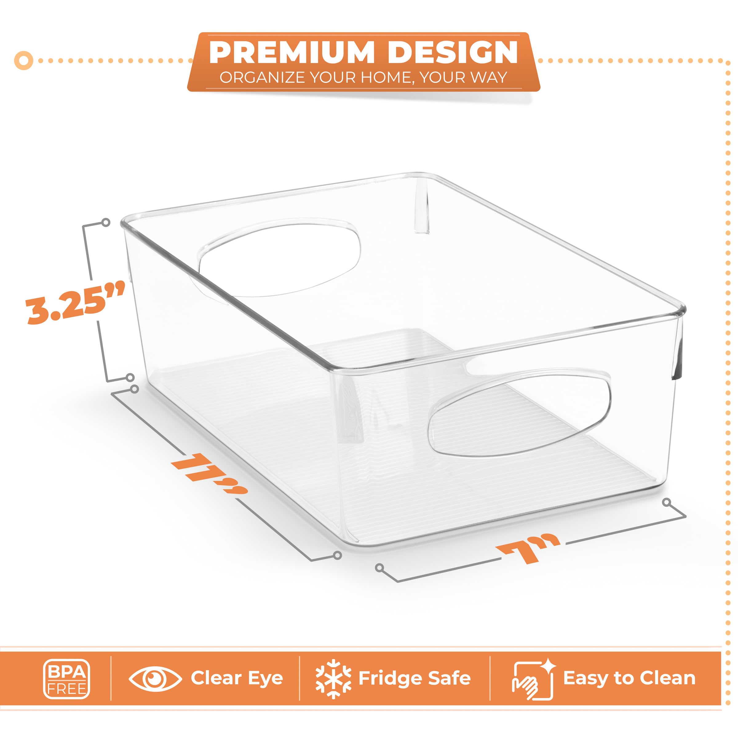 Sorbus Large Clear Plastic Storage Bins, 10 Pack Clear Organizer Bins with Handles, Plastic Storage Bins for Closet, Pantry, Fridge, Medicine Cabinet Organizer, Shelves, Freezer, Drawer