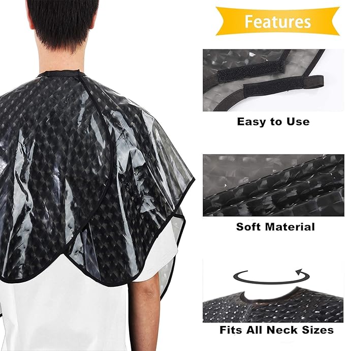 YELEGAI Waterproof unisex-adult Hair Dye Cape,Short Comb-Out Capes for Hair Stylist,Makeup Apron for Hair Color, (2, Black)