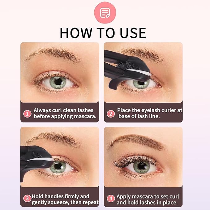 Eyelash Curlers - Plastic Eyelash Curler with Silicone Refill Pads Premium Small Cute Lash Curler for No Pinching or Pulling Eye Lash Curler Makeup Tool for Women & Girls, Black