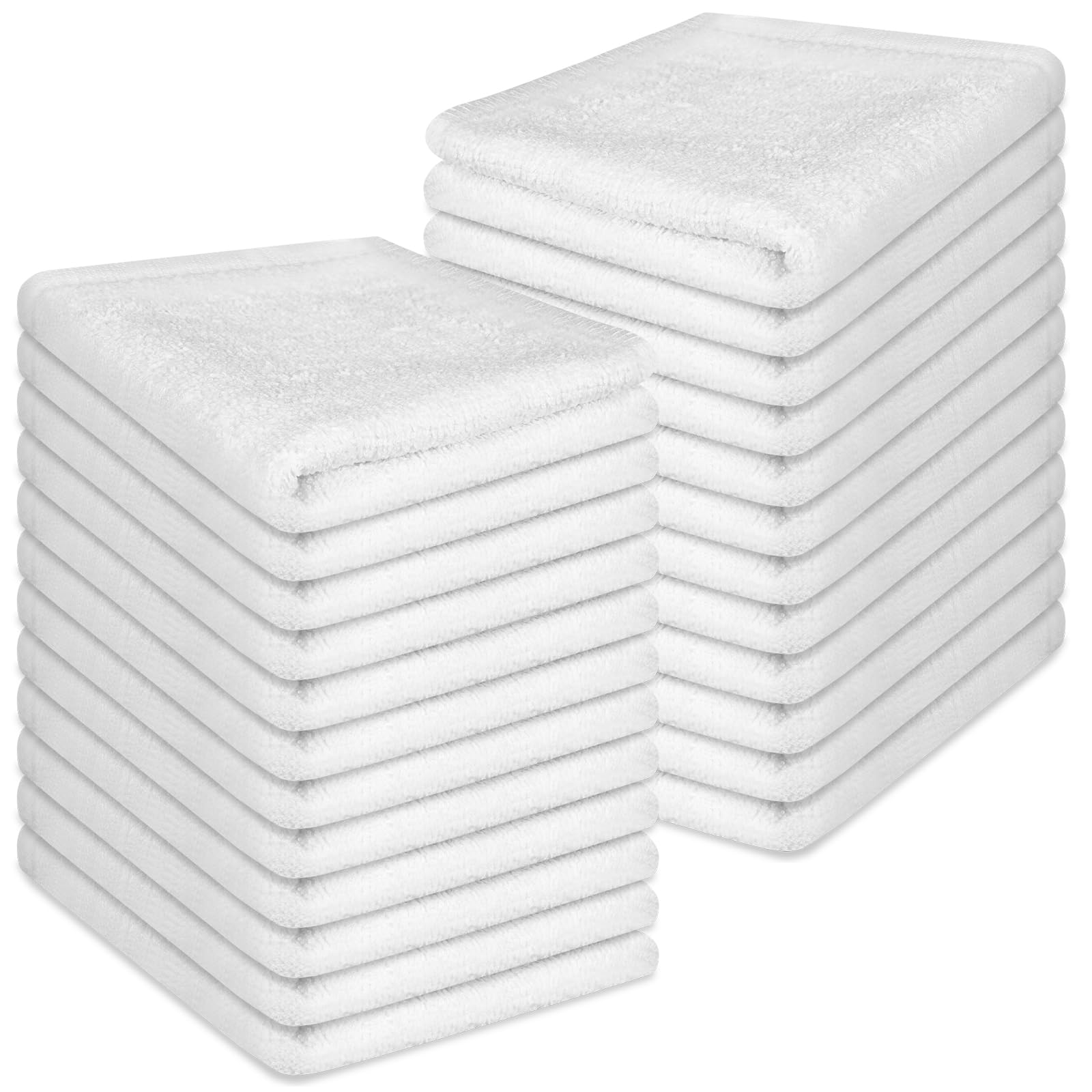 INFICRIME Washcloths Set, 24-Pack Cotton Wash Cloths, 12x12 Inch, White