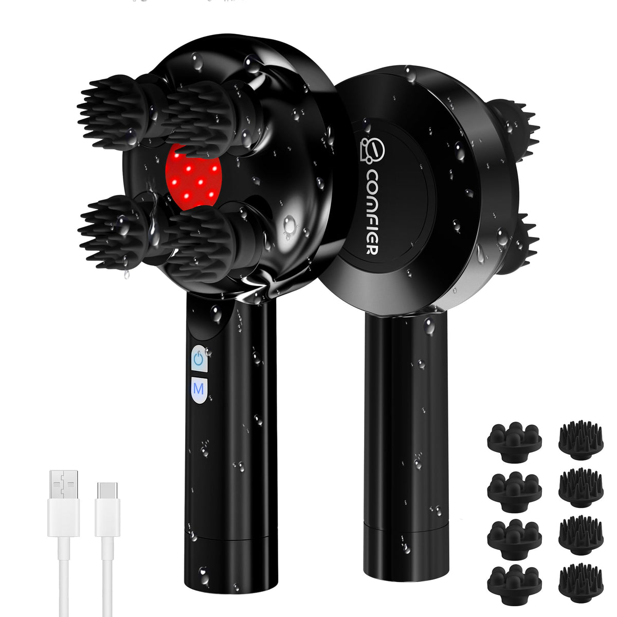 COMFIER Scalp Massager Hair Growth, Cordless Head Massager with Red Light