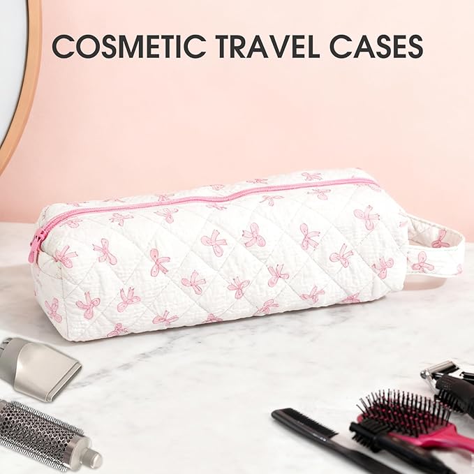 Hair Tools Travel Bag, Cute Compact Case Compatible with Dyson Airwrap & Shark Flexstyle, Curling Iron & Flat Iron Storage Organizer, 14" Portable Hair Accessories Bag (Pink)