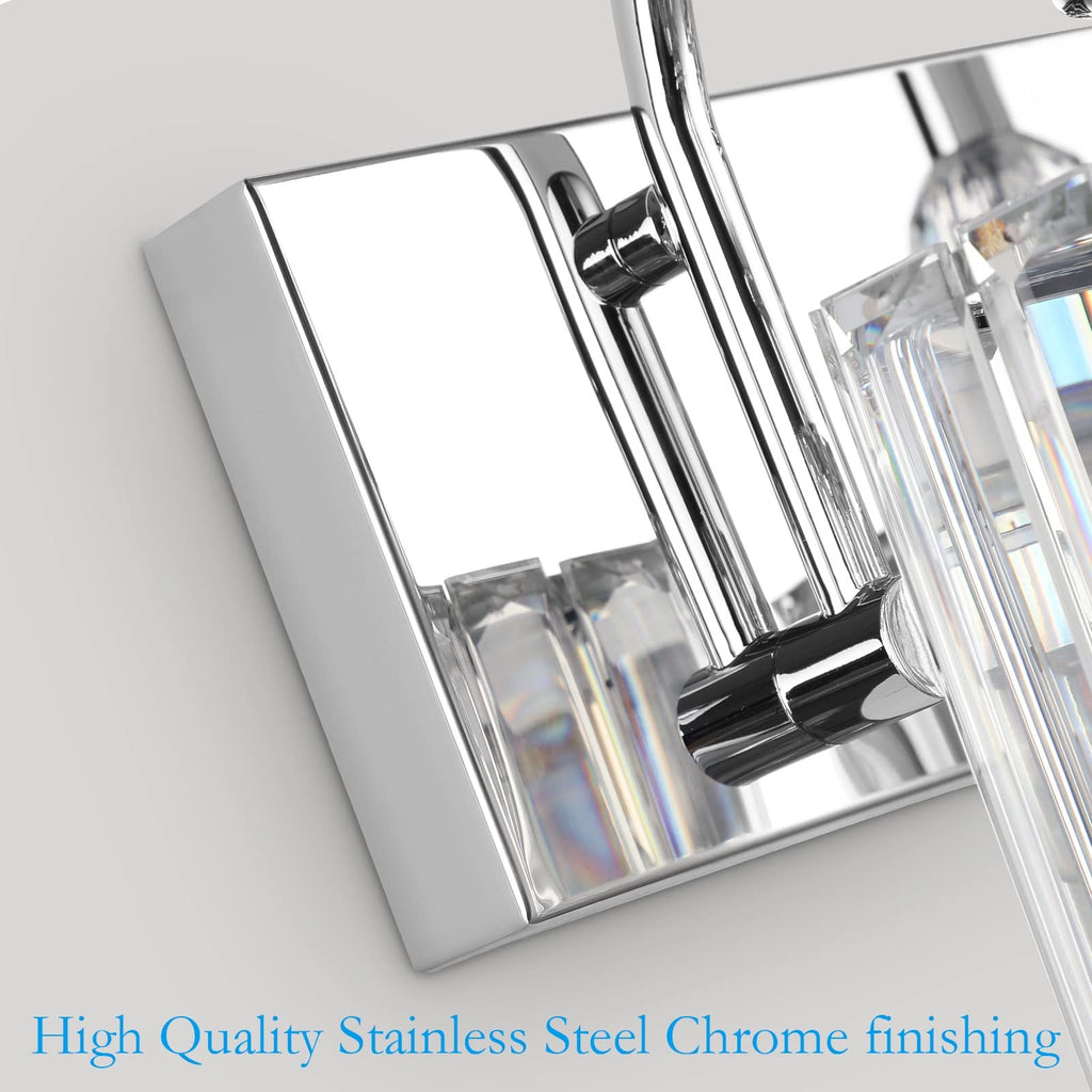 Ralbay Chrome Crystal Vanity Lights 5-Lights 40'' Modern Crystal Bathroom Light Fixtures Modern Crystal Vanity Lighting Over Long Mirror Bathroom Wall Lighting Fixtures