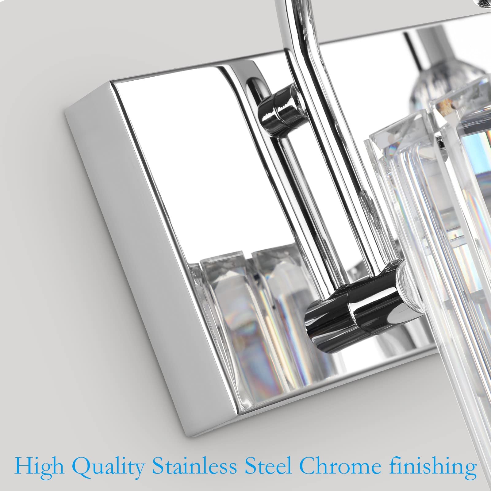 Ralbay Chrome Crystal Vanity Lights 5-Lights 40'' Modern Crystal Bathroom Light Fixtures Modern Crystal Vanity Lighting Over Long Mirror Bathroom Wall Lighting Fixtures