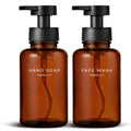 MaisoNovo Glass Foaming Soap Dispenser 14 Oz | Glass Bottles Pumps x 2 Amber