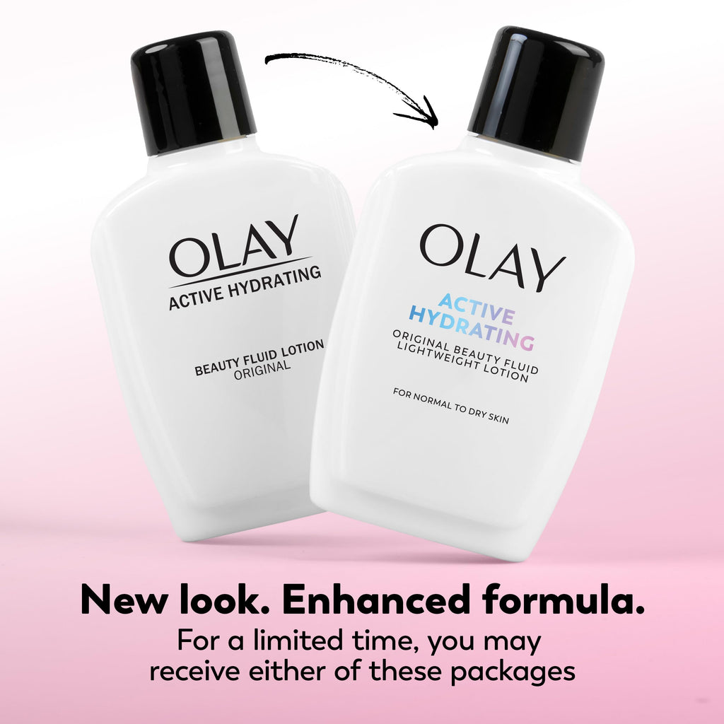 Olay Face Moisturizer, Active Hydrating Beauty Fluid Lotion, Original Facial Moisturizer, 4 Oz. (Pack of 2)