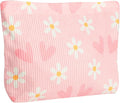 Ksriylm Cute Heart Flower Makeup Pouch for Women Small Make Up Bag for Purse Zipper Initial Makeup Cosmetic Bags Pouches for Purse Aesthetic Travel Toiletry Bags, Pink Floral Hearts