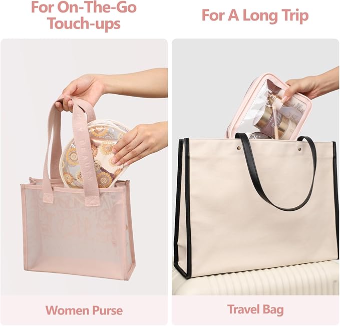 PACKISM Clear Makeup Bag - 1 Medium 1 Shell Bag TSA Approved Toiletry Bag