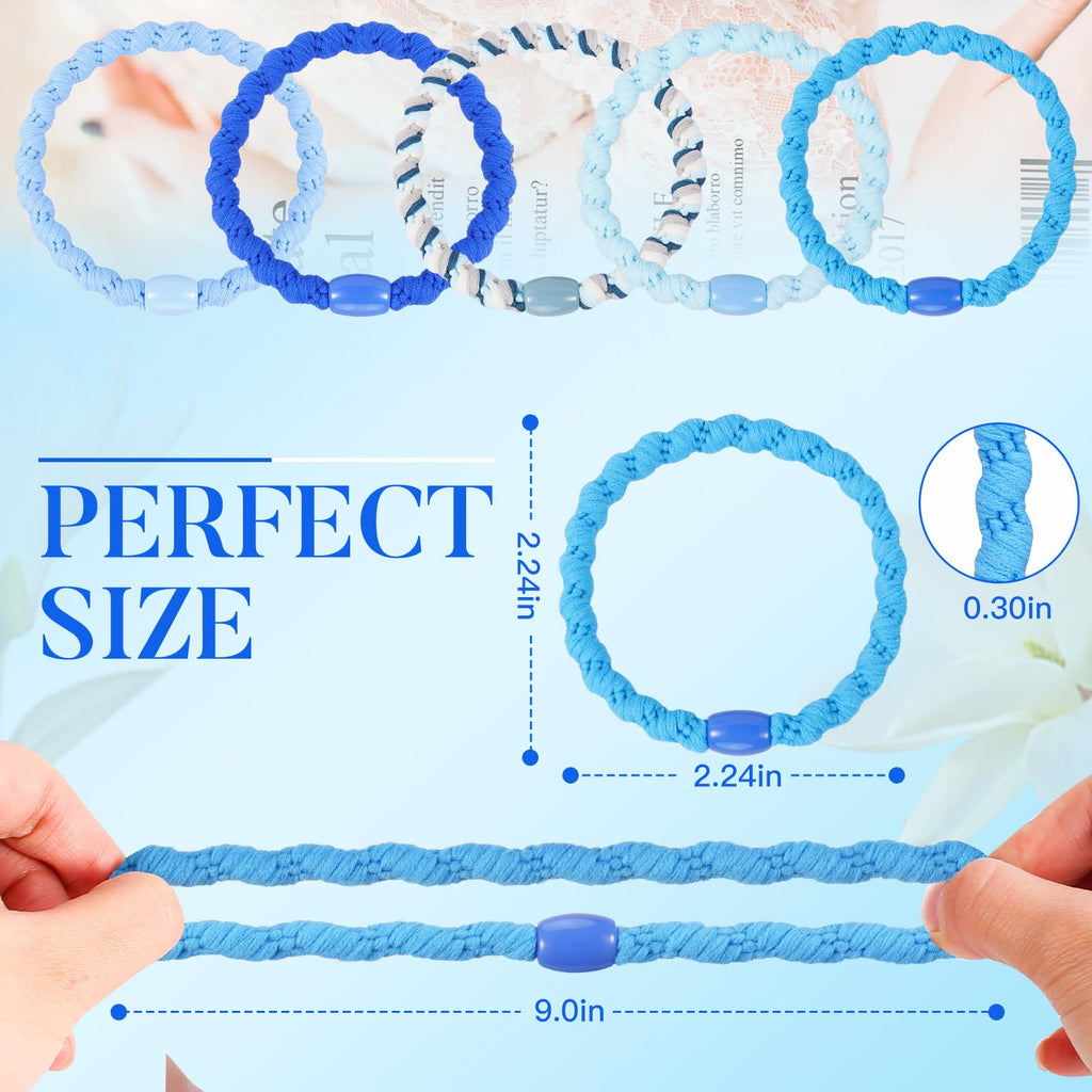 FORENEE 10Pcs Braided Hair Ties for Thick Hair - Blue Sky Style 2
