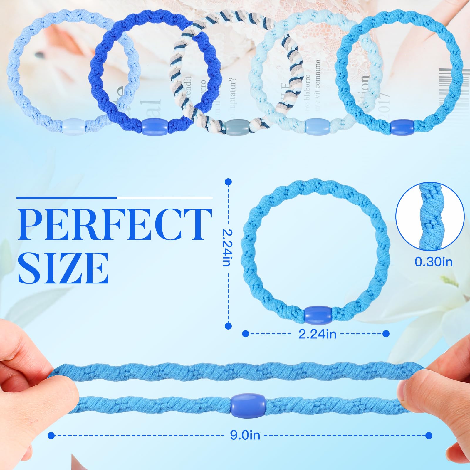 FORENEE 10Pcs Braided Hair Ties for Thick Hair - Blue Sky Style 2