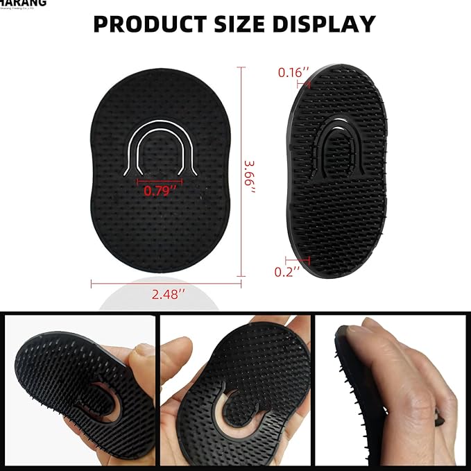 Soft 'N Style 2 Packs Pocket Palm Combs, Shampoo Comb, Massager Hair Brush Comb, Scalp Massager Brush Comb, Wave brush, Palm hair brush (Black)