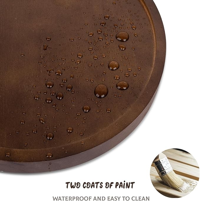 zoocatia Round Decorative Tray Farmhouse Kitchen Decor Soap Dish, 8" Walnut