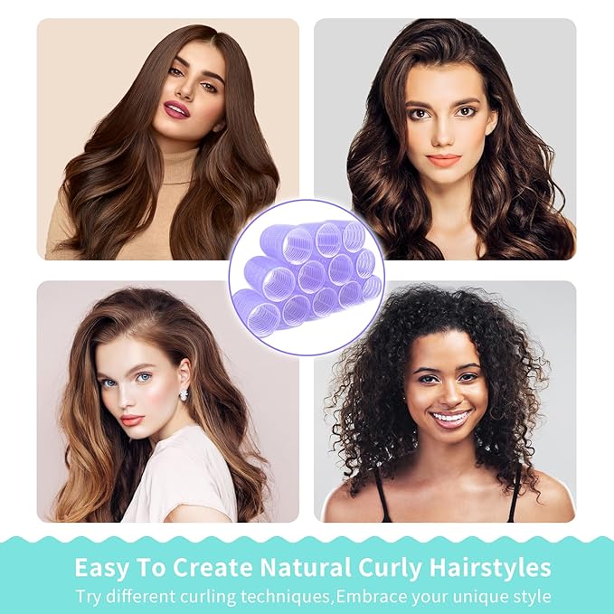 Hair Rollers Set 50Pcs with Clips for Long Short Medium Hair, Heatless Curls 36PCS for Hair, Sleep In Curlers for Comb Blowout Look Gift Set for Girls Women