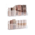 MORNITE Bathroom Medicine Cabinet Organizer Set, Narrow Compact Makeup Shelves Holder for Lipstick, Cosmetic, 2 Pcs Trays for Cabinet Door Wall, Vanity - Clear