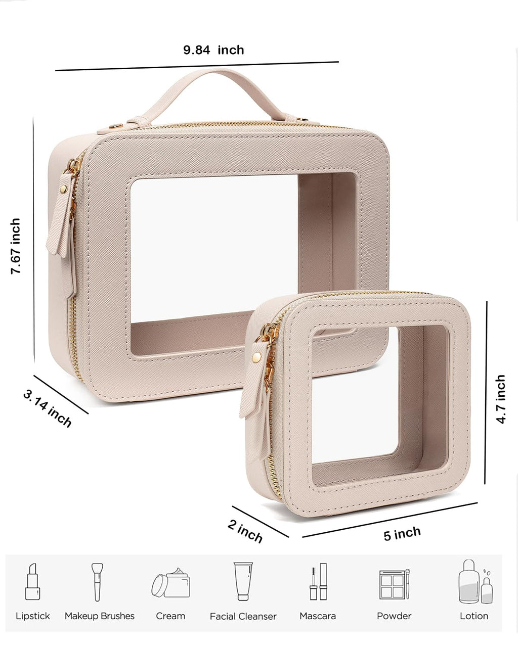 2 Pieces Clear Mahjong Bag, Travel Makeup Bag Large Cosmetic Bag with Zipper Small Clear Makeup Pouch for Purse Waterproof TSA Approved Toiletry Bag Case for Women Car Organizer Travel Essentials