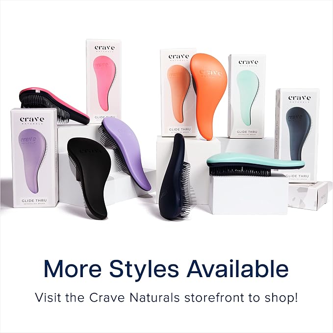 Crave Naturals Glide Thru Hair Brush - Detangler Brush for Curly, Straight, Wet or Dry Hair - Gentle Detangling Brushes for Adults, Kids, Toddlers - Hair Accessories for Women, 7.5"x3" - Terazzo
