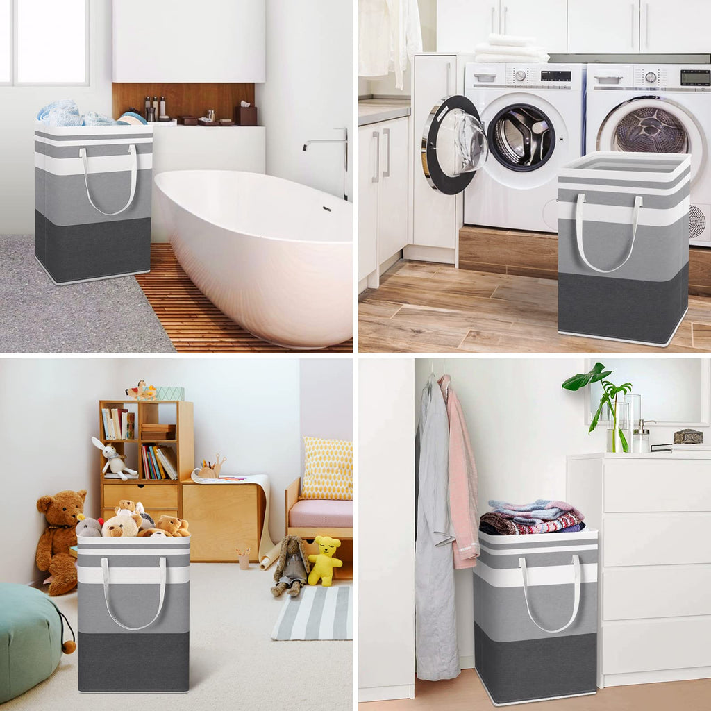 HomeHacks 2 Pack Large Laundry Baskets, Laundry Hampers Bags (Grey 75Lx2)