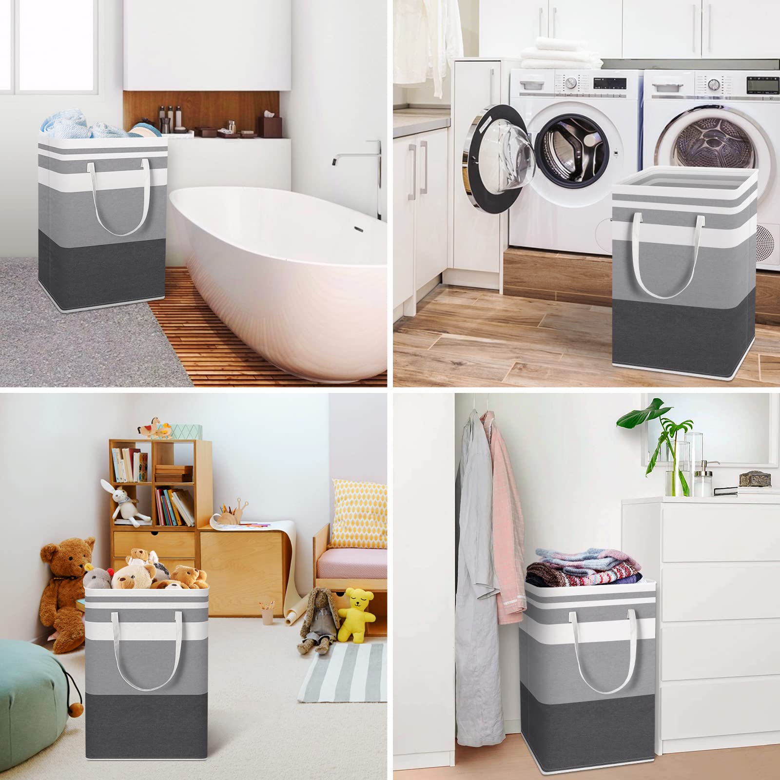 HomeHacks 2 Pack Large Laundry Baskets, Laundry Hampers Bags (Grey 75Lx2)