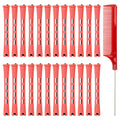 Coolrunner 60PCS Hair Perm Rods Set, Plastic Curler Perm Rods with Steel Pintail Comb, DIY Hair Curler Styling Tools for Hairdressing Hair (0.9cm, Blue, 0.9CM) (Red)