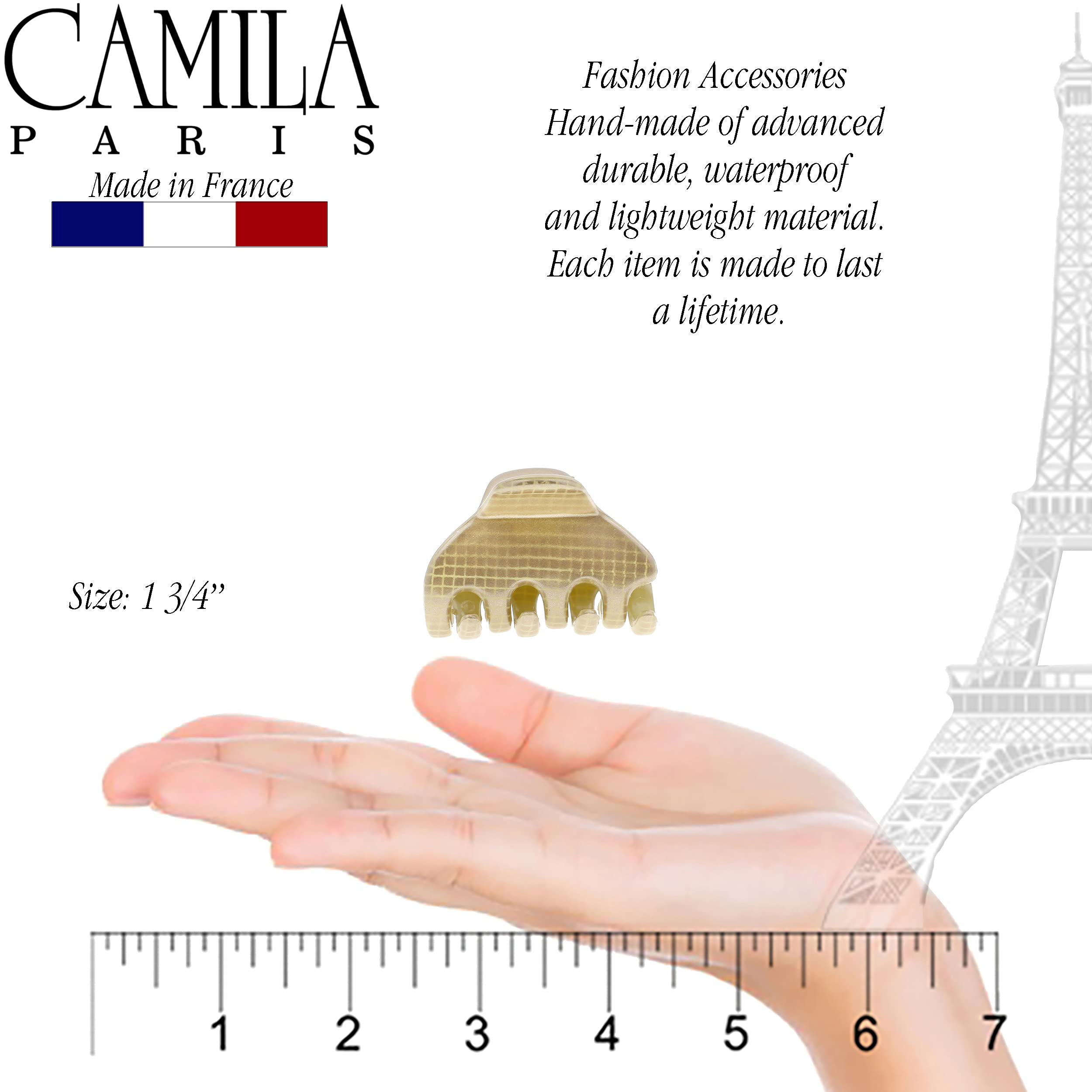 Camila Paris CP3195 French Small Hair Clips for Women, 1.75" Small Claw Clip Fashion Styling Mini Hair Clip Accessories for Women, Strong Hold No Slip Grip Cute Claw Clips, Made in France