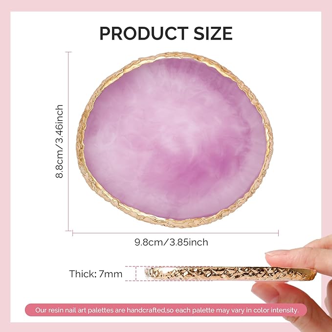MelodySusie 1PC Round Shape Resin Nail Art Palette, Professional Color Mixing Board for Gel Polish, Acrylics, Pigment Blending, Salon and DIY Makeup Artist Tool, Purple