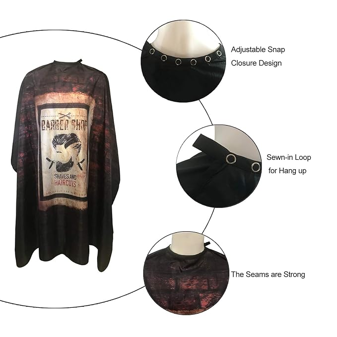 Barber Cape for Men, Haircut Cape with Snap Closures, Professional Salon Cutting Cape, Large Waterproof Hairdressing Cape Gown Apron for Hairstylist- 63”× 56”(Poster)