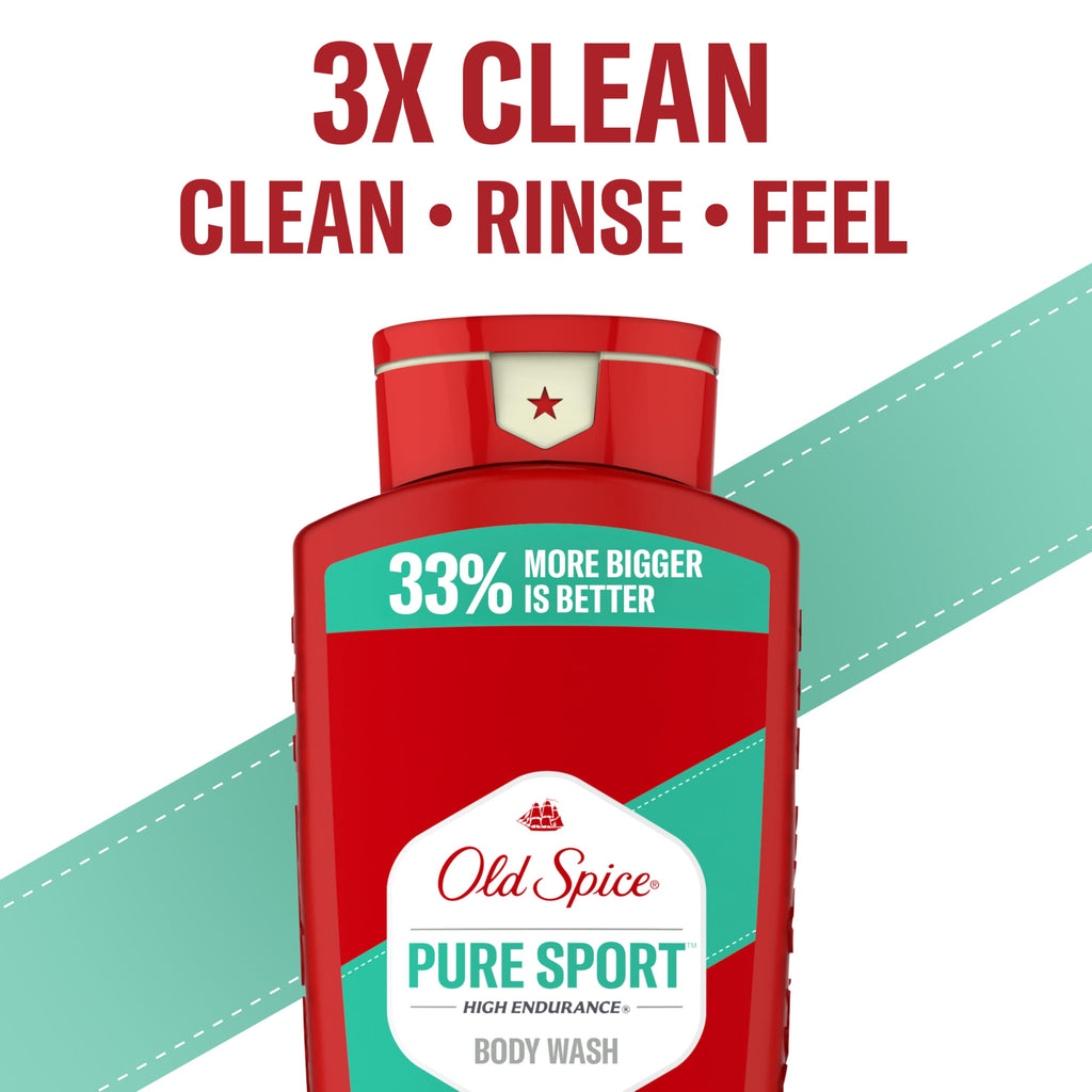 Old Spice Body Wash for Men, Lasting Pure Sport Scent, 24 fl oz Pack of 4