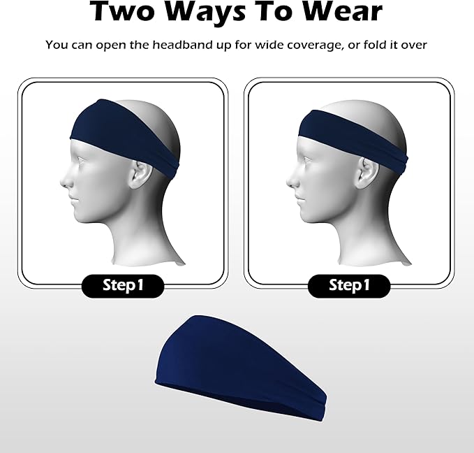 Sport Headbands for Men 6 Pack, Summer-Exclusive Lightweight Elastic Soft Fabric Non-Slip Men Hair Bands Hair Warp Running Cycling Sports Tennis Basketball Daily Workout