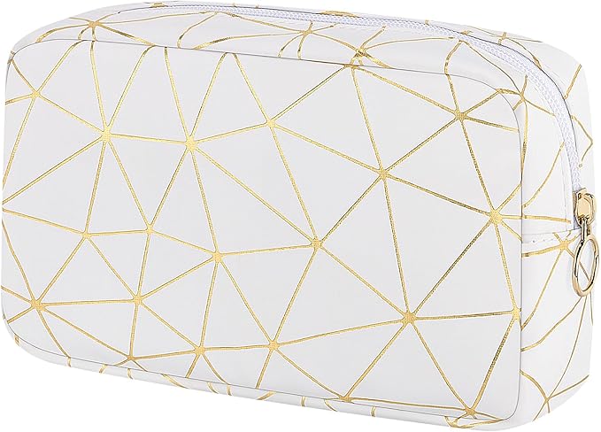 Period Bag for Girls Womens, Leather Sanitary Napkin Storage Bag, Portable Menstrual Pad Bag Period Pads Pouch (White Gold)