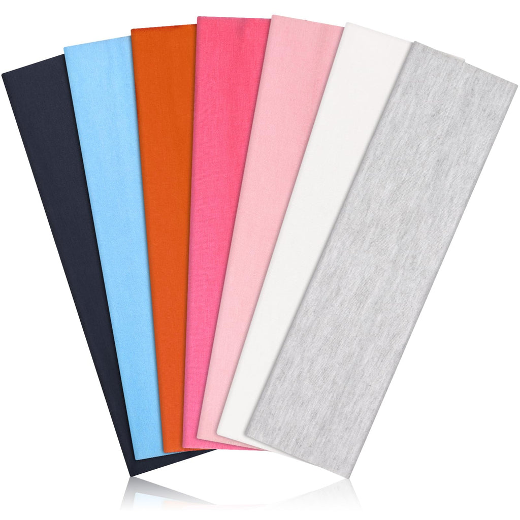 DiyJibb Headbands for Women, Stretchy Non Slip Soft Cotton Cloth Hair Bands for Sports, Workout, Yoga and Running, 7pcs
