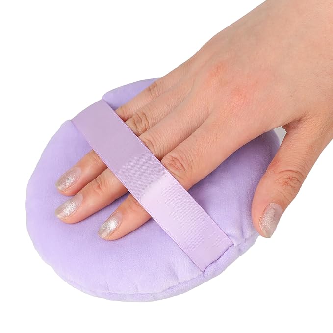 5 Inch Body Powder Puff, 1 Pack Ultra Soft Velour Setting Powder Puffs Large Washable Round Makeup Sponge Applicator for Face Cleaning, Makeup & Loose Powder, Bath Powder, Powder Foundation Blending
