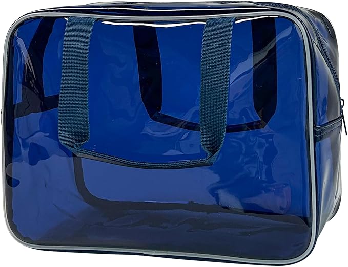 TotePrint PVC Clear Pure Color Transparent Large Zipper Cosmetic Pouch Travel Makeup Cosmetic Bag with Handle for Travel Bathroom Toiletry Organizer (A23014-101-23)