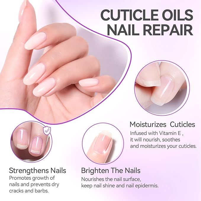 Gelike EC Nail Cuticle Oil - Blueberry Scent Organic Nail Moisturizing With Natural Jojoba Vitamin B & E for Nail Bed ＆ Damaged Nails Repair Treatment- Cuticle Cream for Nail Growth and Strength