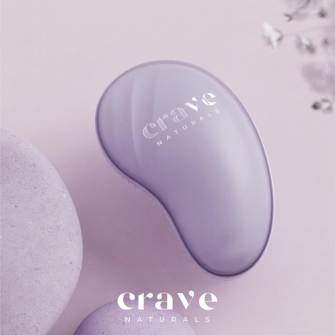 Crave Naturals Mini Detangler Hair Brush Purple – Glide Thru Hair Detangler Brush for Women, Kids & Toddlers – Gentle Scalp Care, No-Pain Tangle-Free Hairbrush for All Hair Types, Travel Hair Brush