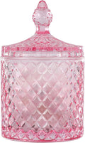 rejomiik Qtip Holder Apothecary Jars with Lid, Thick Glass, Pink
