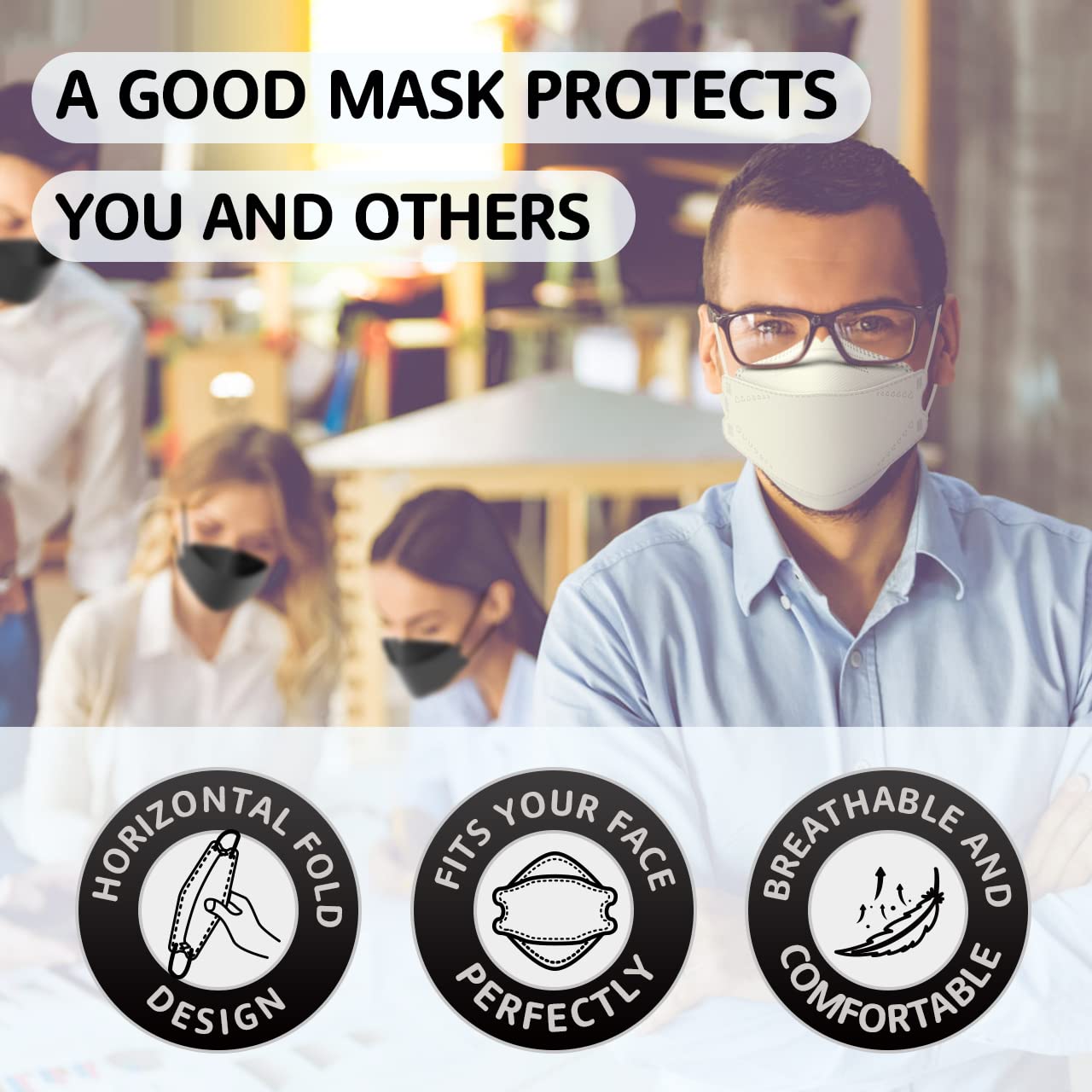 LEVENIS Face Masks 50 Pack, Breathable Comfortable and Disposable Mask, White