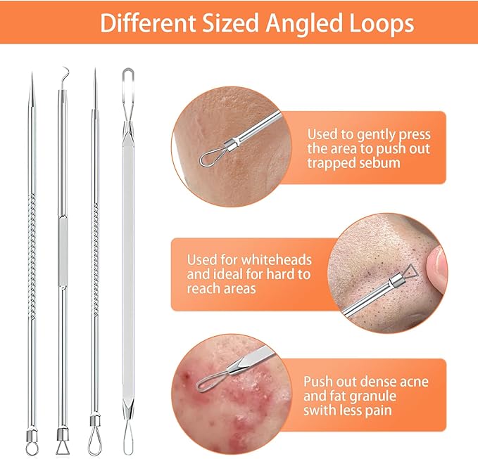 2026 Professional Pimple Popper Tool Kit, 20 PCS Blackhead Remover Tools，Blackhead Remover Comedone Extractor Tools for Removing Zit on Face - Acne Removal Kit with Metal Case (Silver)