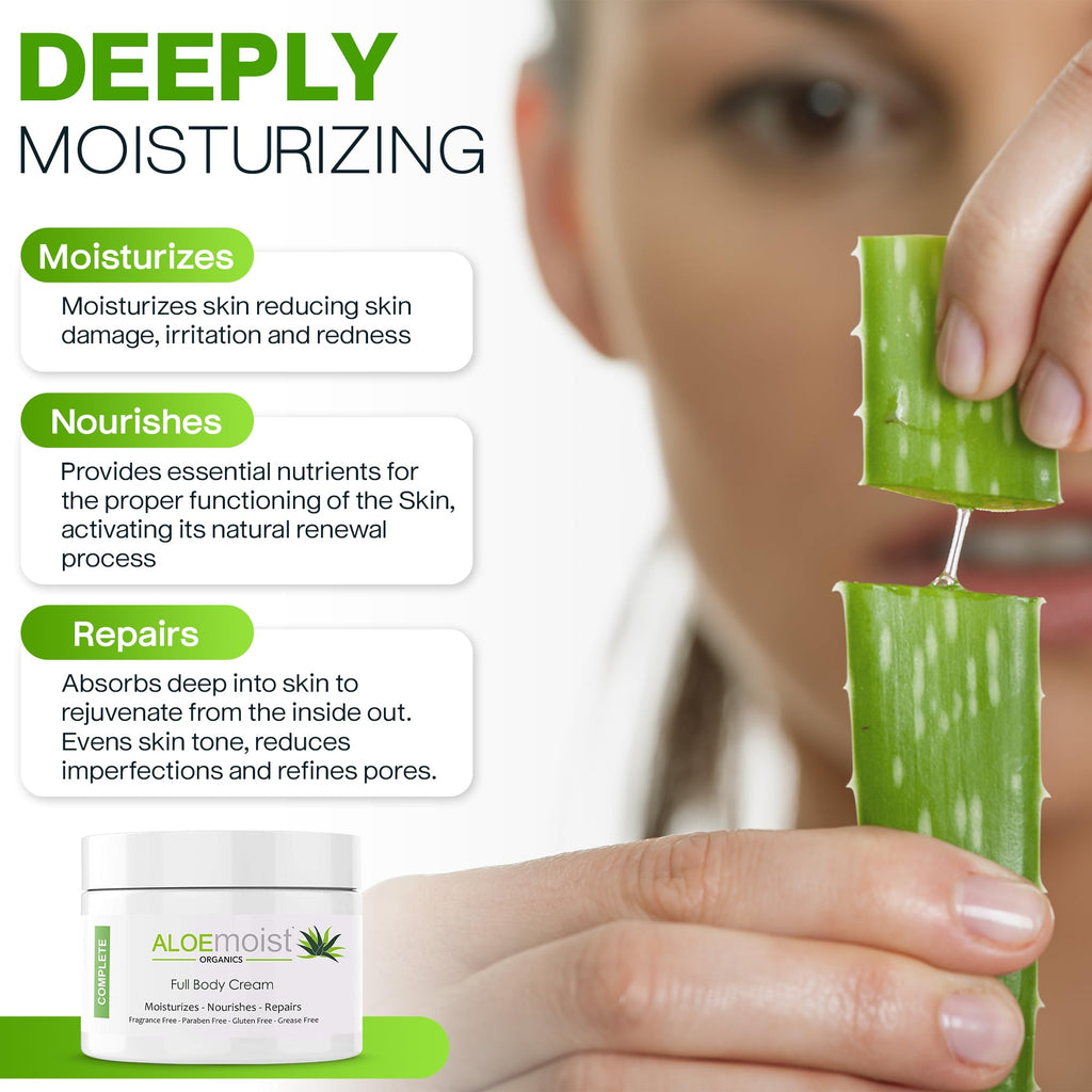 Organic Aloe Vera Face Cream & Body Moisturizing Cream, Natural Aloe Vera Lotion with Vitamin E Oil, Vitamin C, Retinol Cream, Shea Butter, Anti Aging Face Moisturizer for Women Dry Skin (8 oz - 2pk)