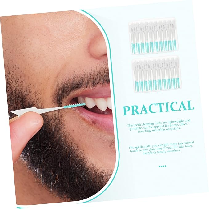 PartyKindom 80pcs Interdental Cleaning Brushes Flexible Gum Massagers Portable Teeth Cleaner Tools for Oral Care Picks Each