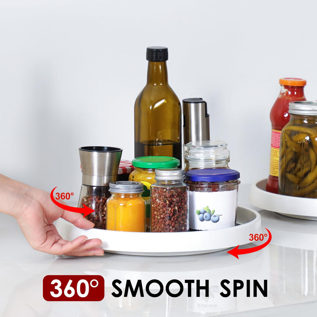 12-Inch Non-Skid Turntable Lazy Susan Organizer [4 Pack] - Spinning Rack for Cabinet Table Top, Pantry Organization Storage, Kitchen, Fridge, Vanity, Countertop, Under Sink Organizing, Spice Spinner